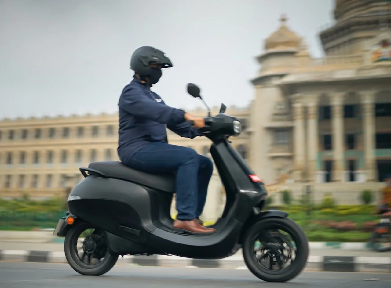 Ola Electric Bhavish Aggarwal on Ola Scooter zipping past Vidhana Sou...