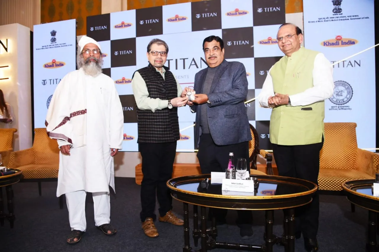 Nitin Gadkari Launched KVIC's Khadi Wristwatches Designed By Titan