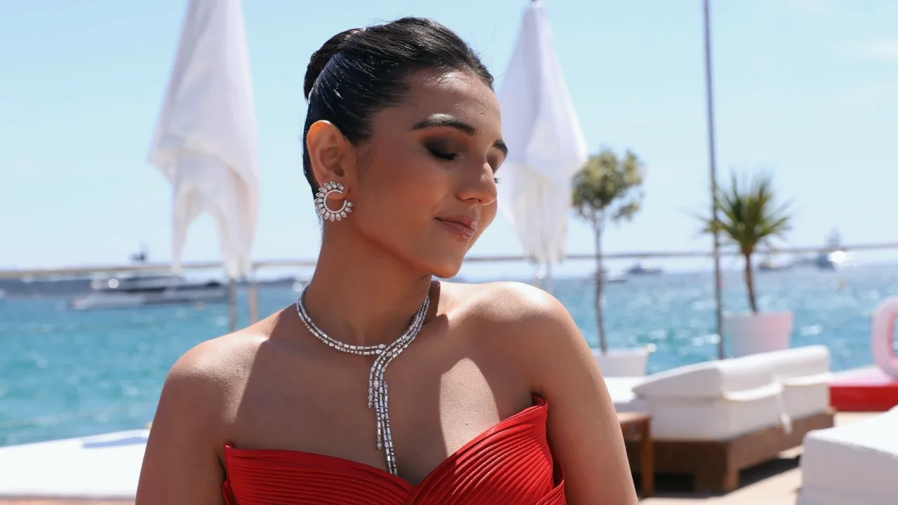 Global Influencer Masoom Minawala graces the Cannes red carpet in a custom Amit Aggarwal Scarlet Gown
