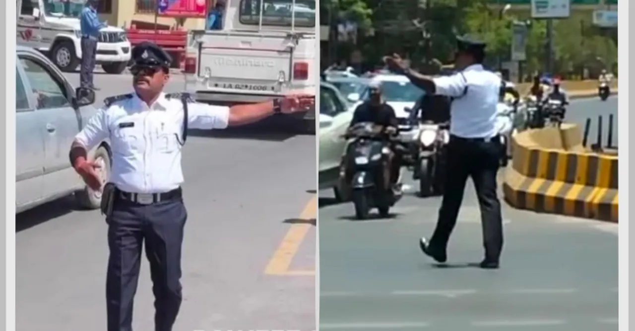 The traffic constable in Indore manages traffic with his "moonwalk"