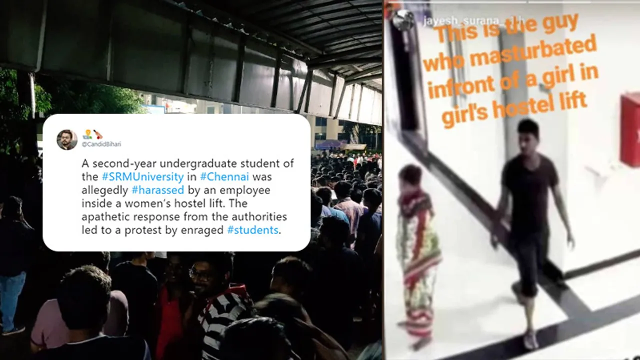 Students protest against harassment of a female student by a staff member at SRM University