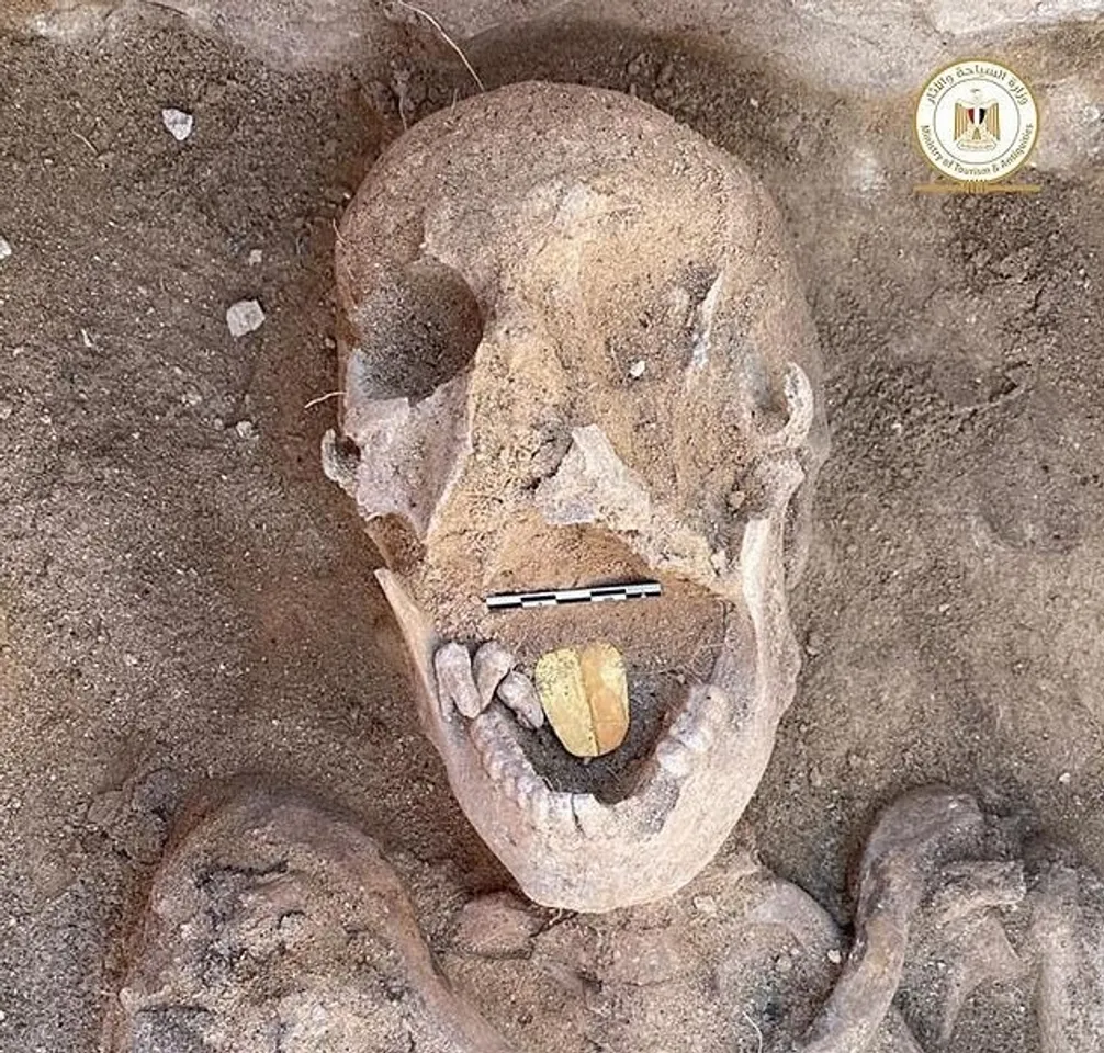 Mummy with a gold tongue found in Egypt