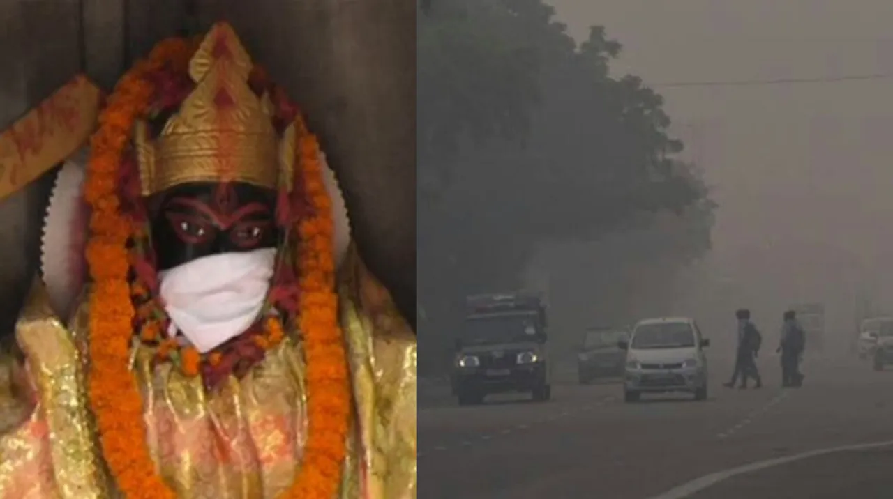 Idols in Varanasi temple get pollution masks as air pollution amplifies
