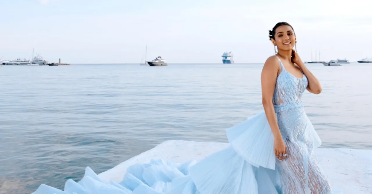 Masoom Minawala had her ELSA Moment at Cannes in a breathtaking blue gown by Falguni Shane Peacock