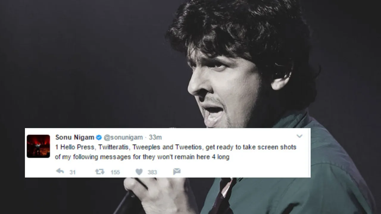 Sonu Nigam quits Twitter, explains why in 24 tweets