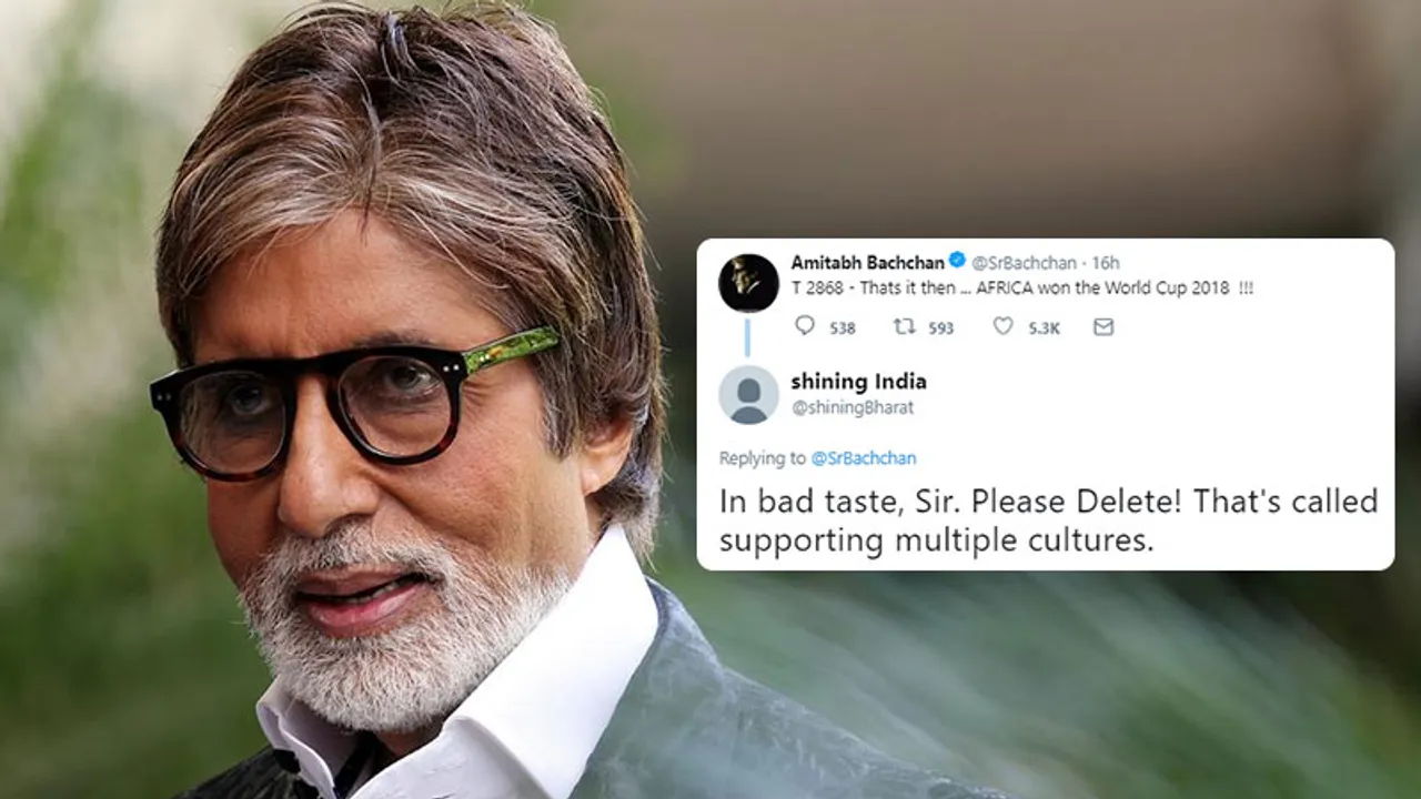 Twitter slams Amitabh Bachchan over racist FIFA tweet....