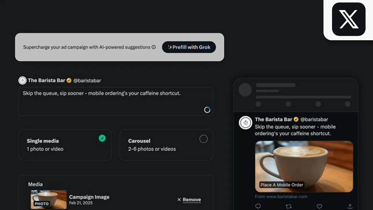 X Unveils Prefill with Grok for Automated Ad Generation