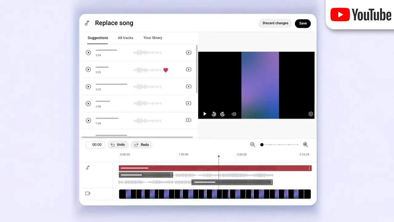 YouTube updates Replace Song tool with AIrecommended audio tracks