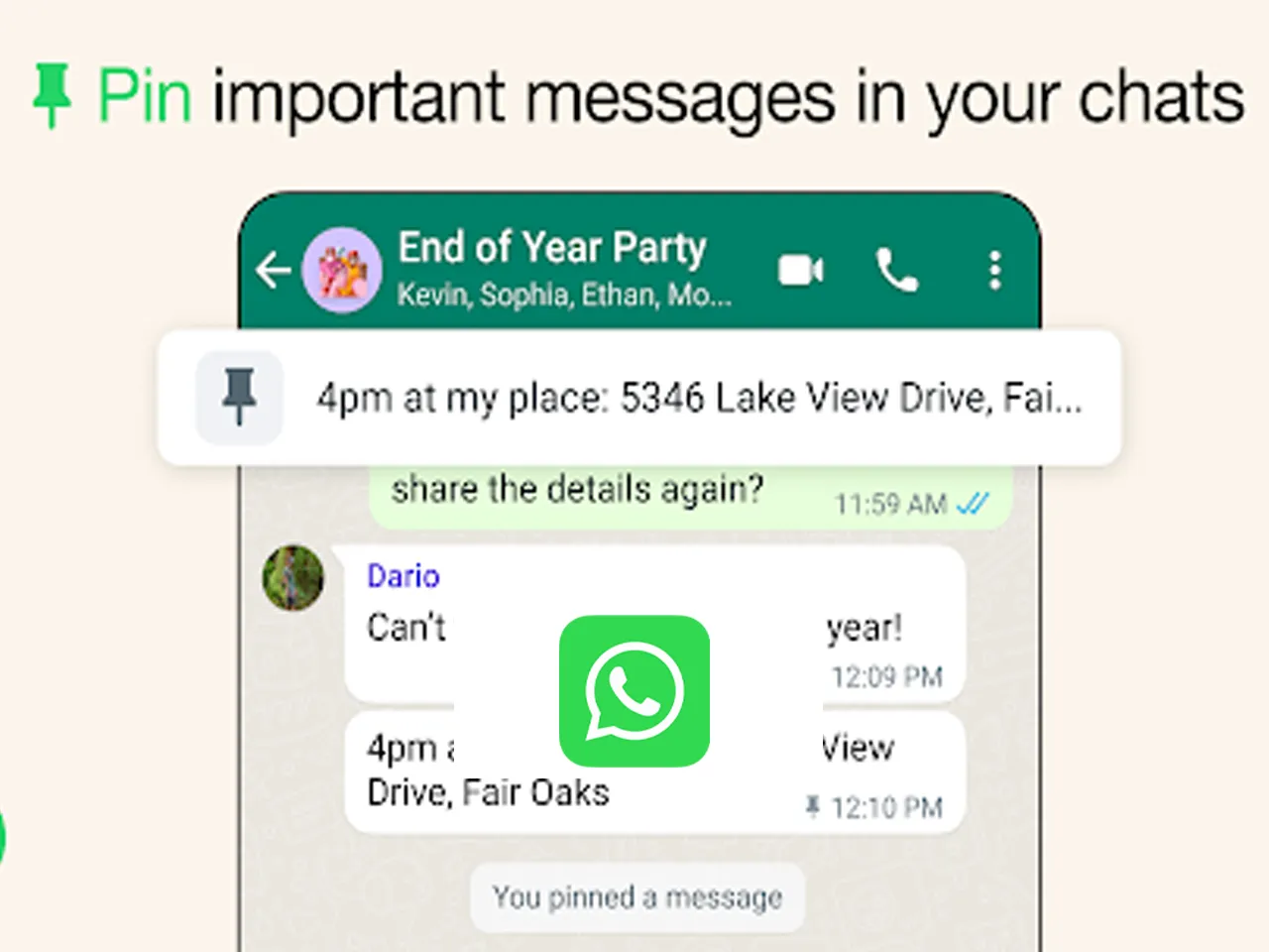 pin messages on WhatsApp
