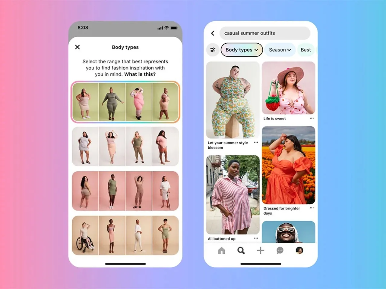 Pinterest officially introduces its 'body type' range tool in the US