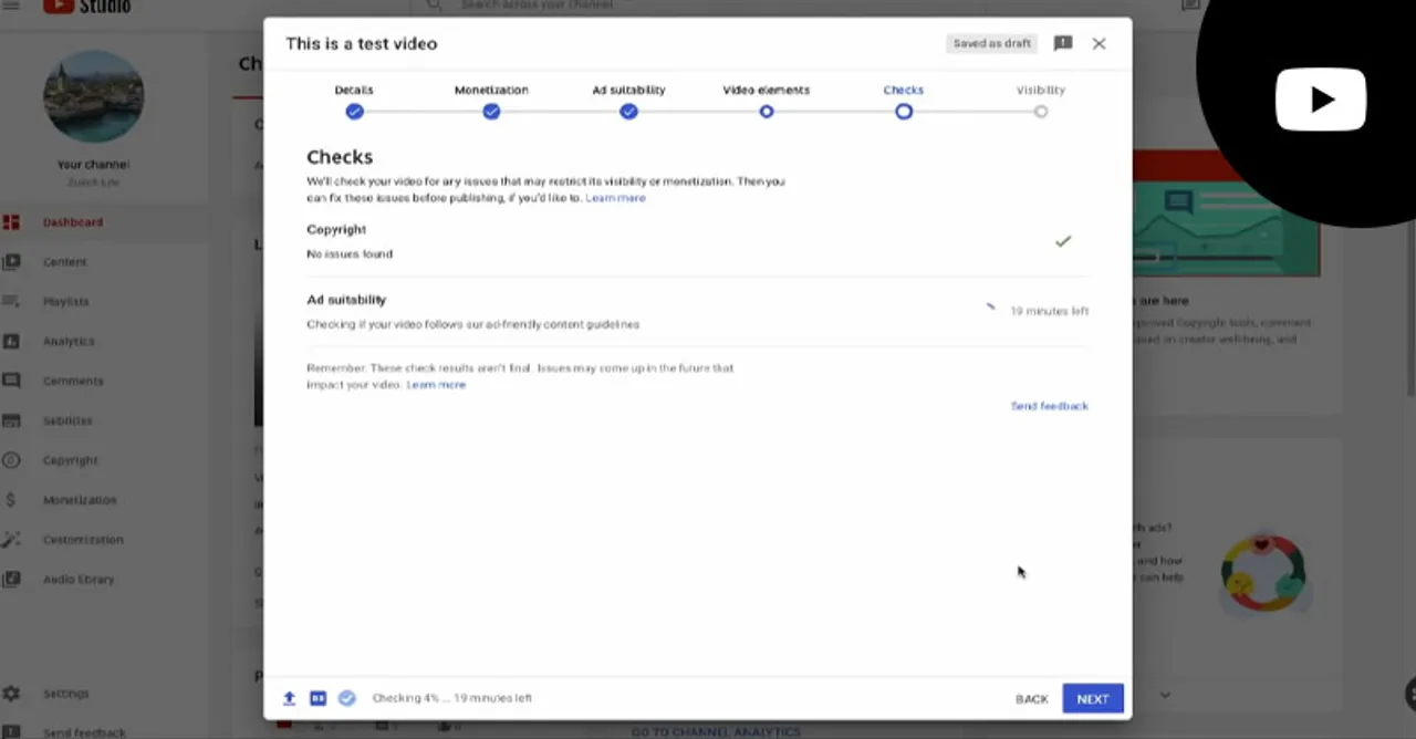 YouTube pre-publish checks