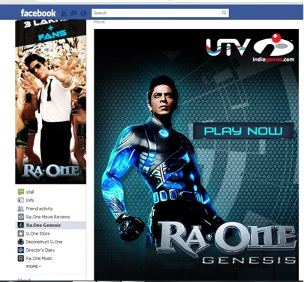 ra.one, facebook page, shahrukh khan, movie marketing, SRK