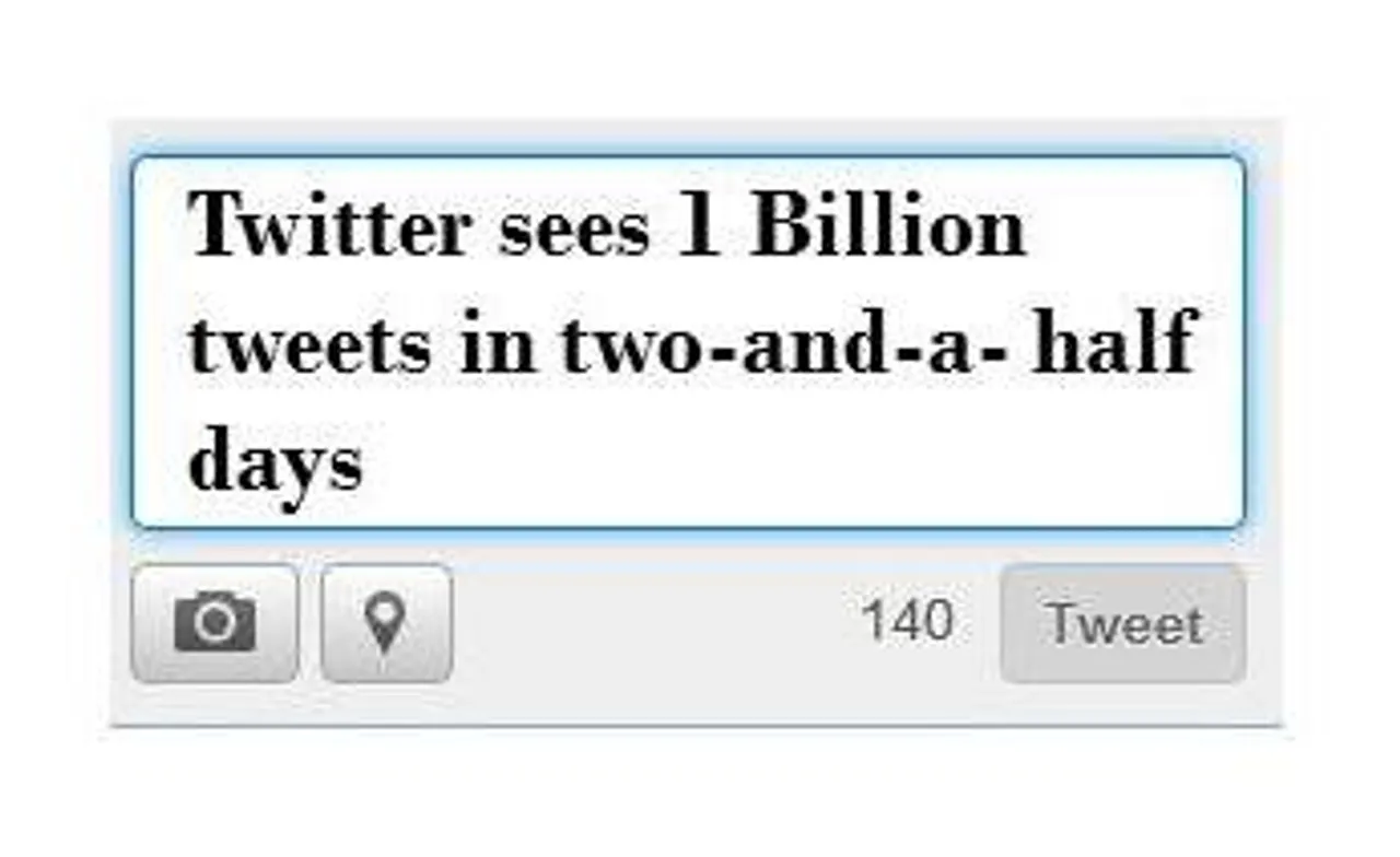 Twitter News: 1 Billion Tweets Every Two-And-A-Half Days