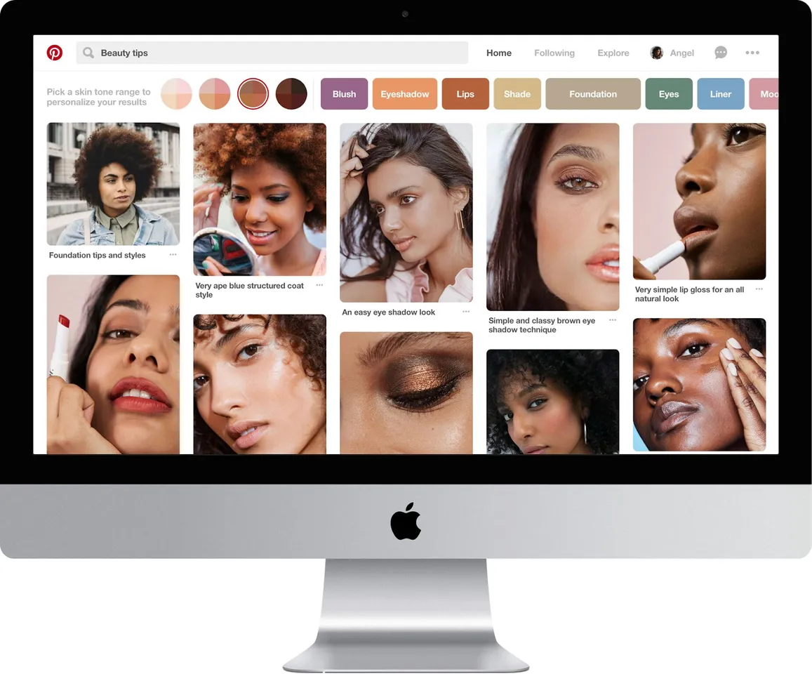 A new Pinterest skin colour based Search filter rolling out today