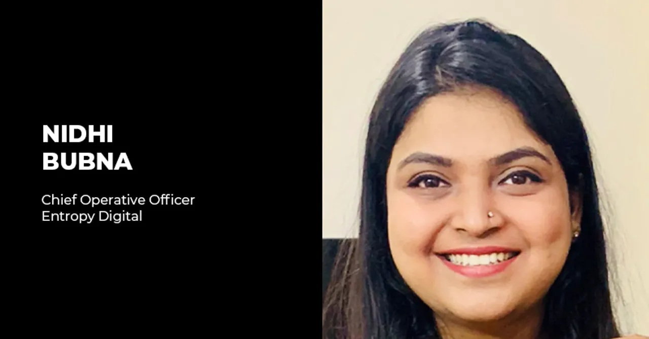 Nidhi Bubna to join Entropy digital as COO