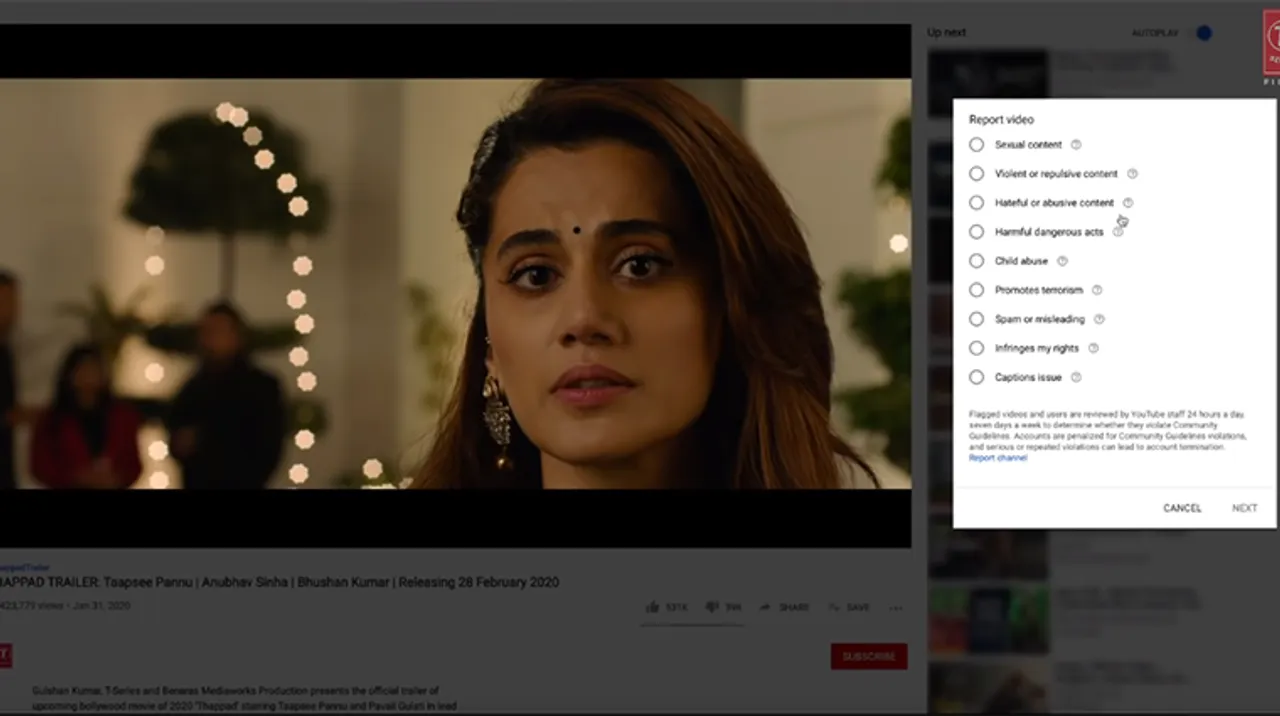 Thappad makers urge viewers to 'report' their latest trailer on YouTube