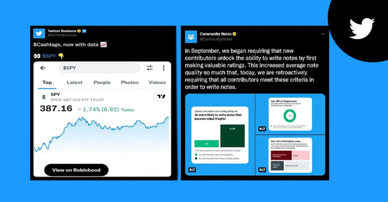 Twitter adds new updates to Community Notes & Cashtags
