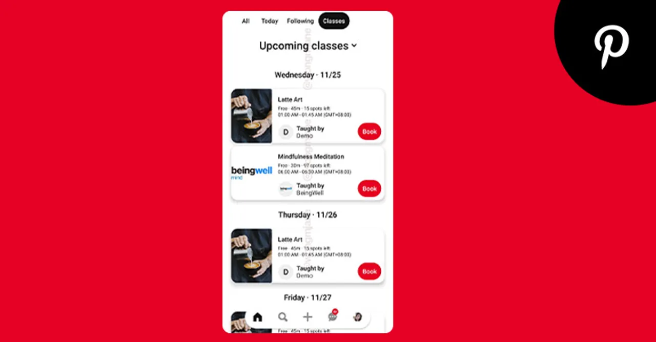Pinterest tests a new tab called Classes