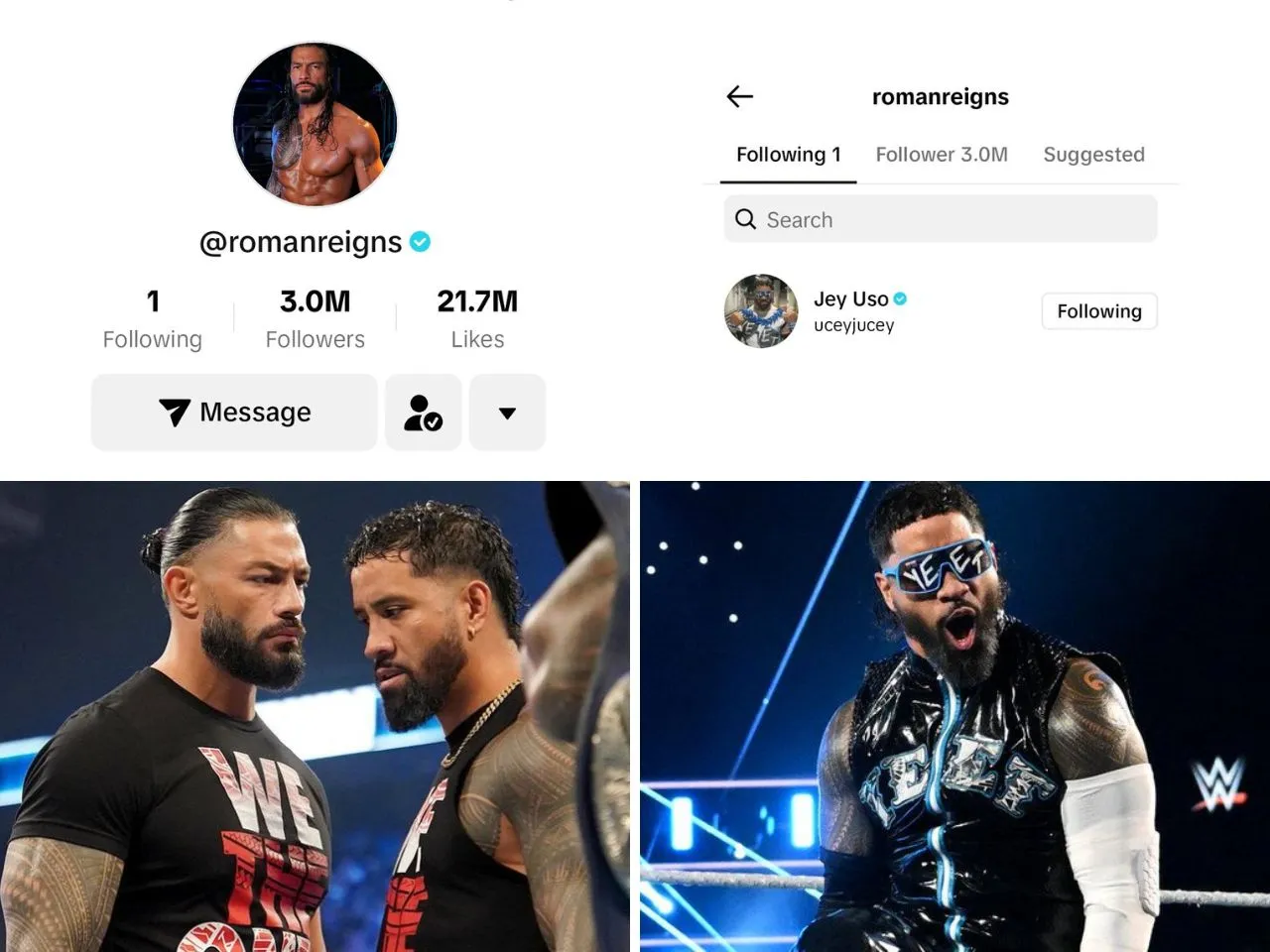 Roman Reigns follows a person for the first time on Instagram It's a