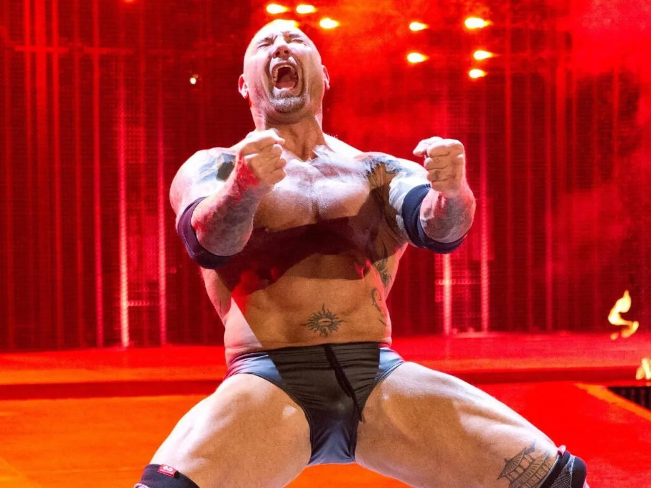 Batista eliminated Roman Reigns in the Men's Royal Rumble 2014 match
