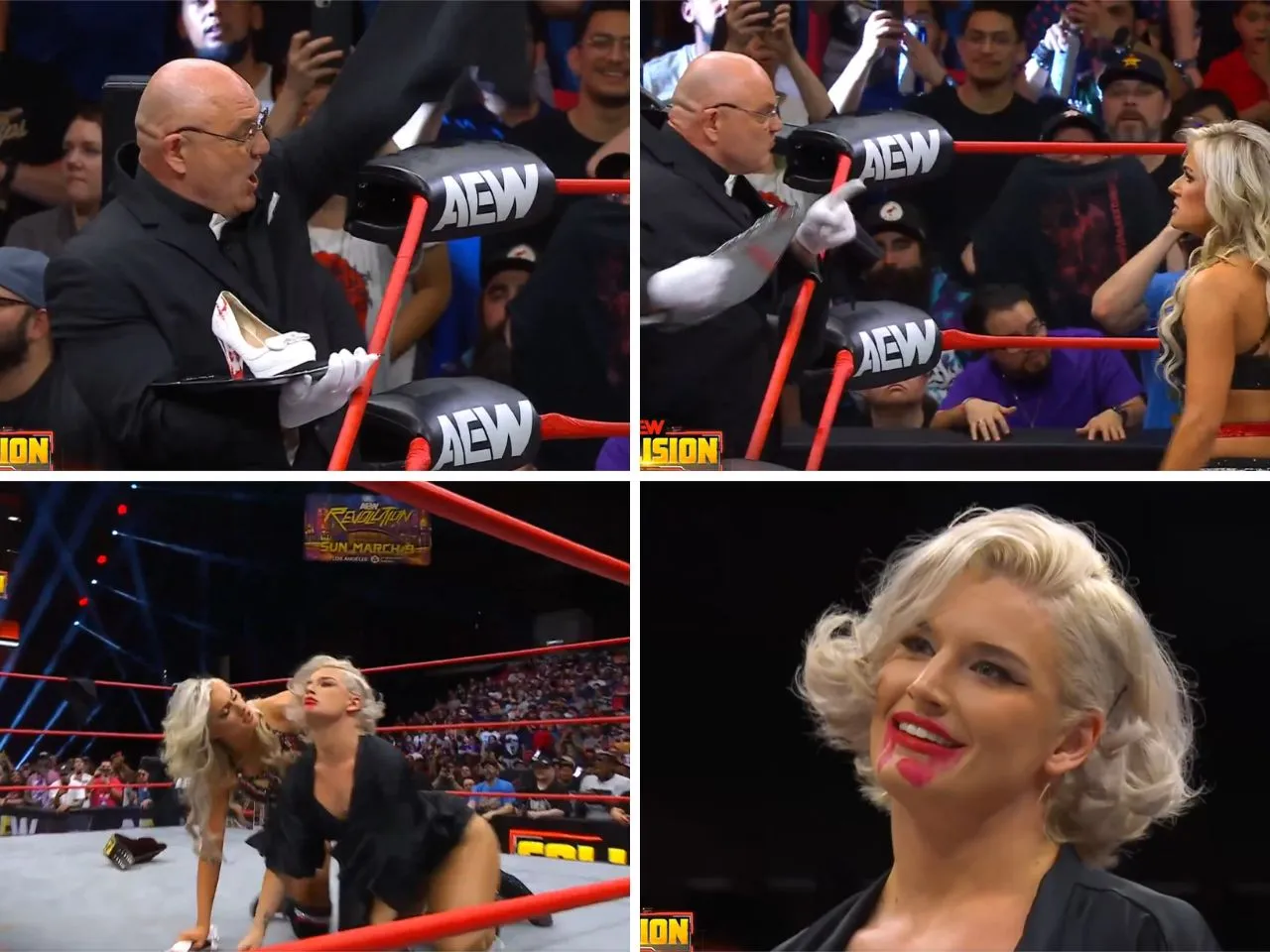 WATCH: Luther returns with shoe and joins Toni Storm to confront Mariah May on AEW Collision