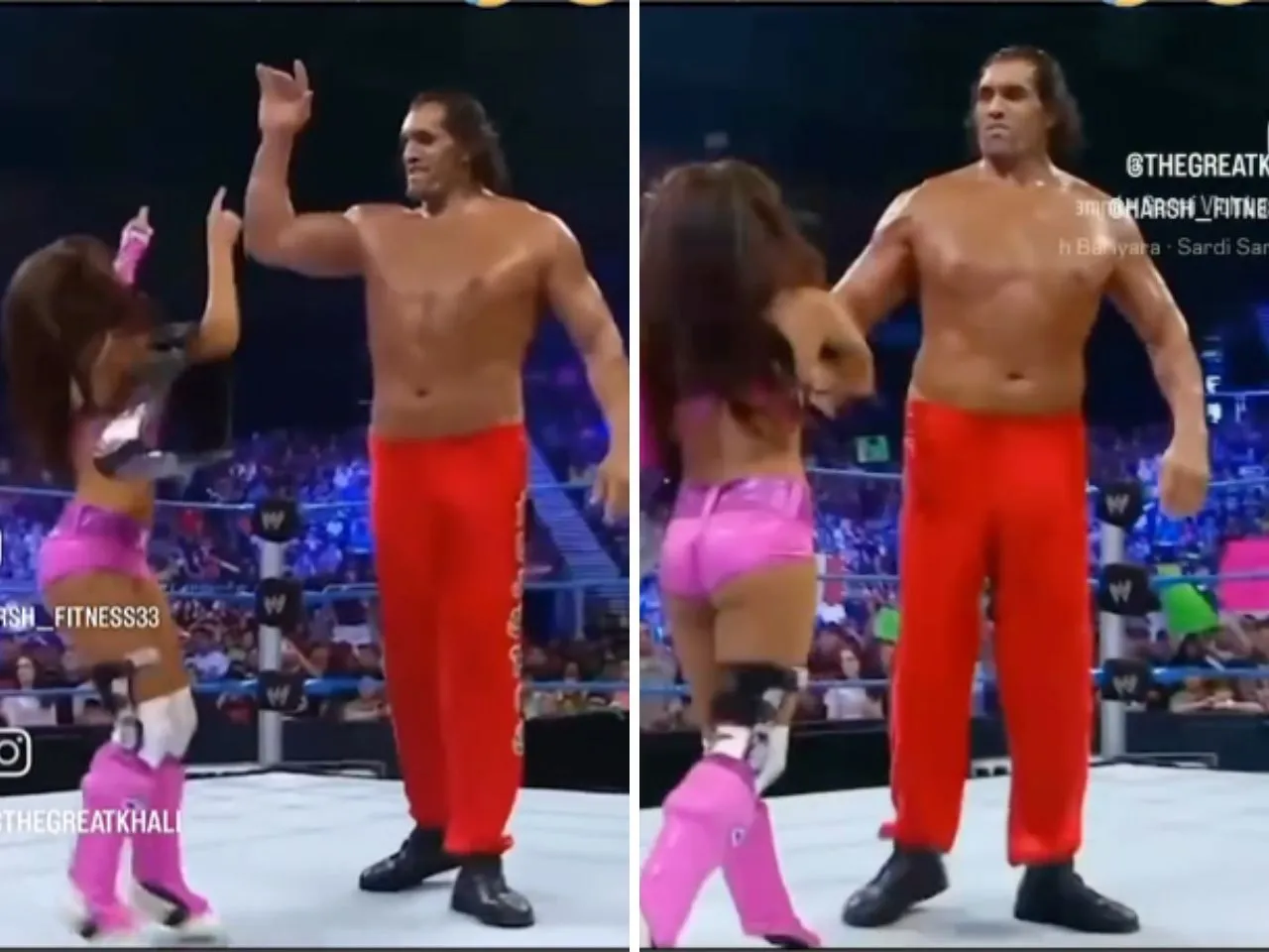 WATCH: The Great Khali posts old video of his dance in WWE with female wrestler