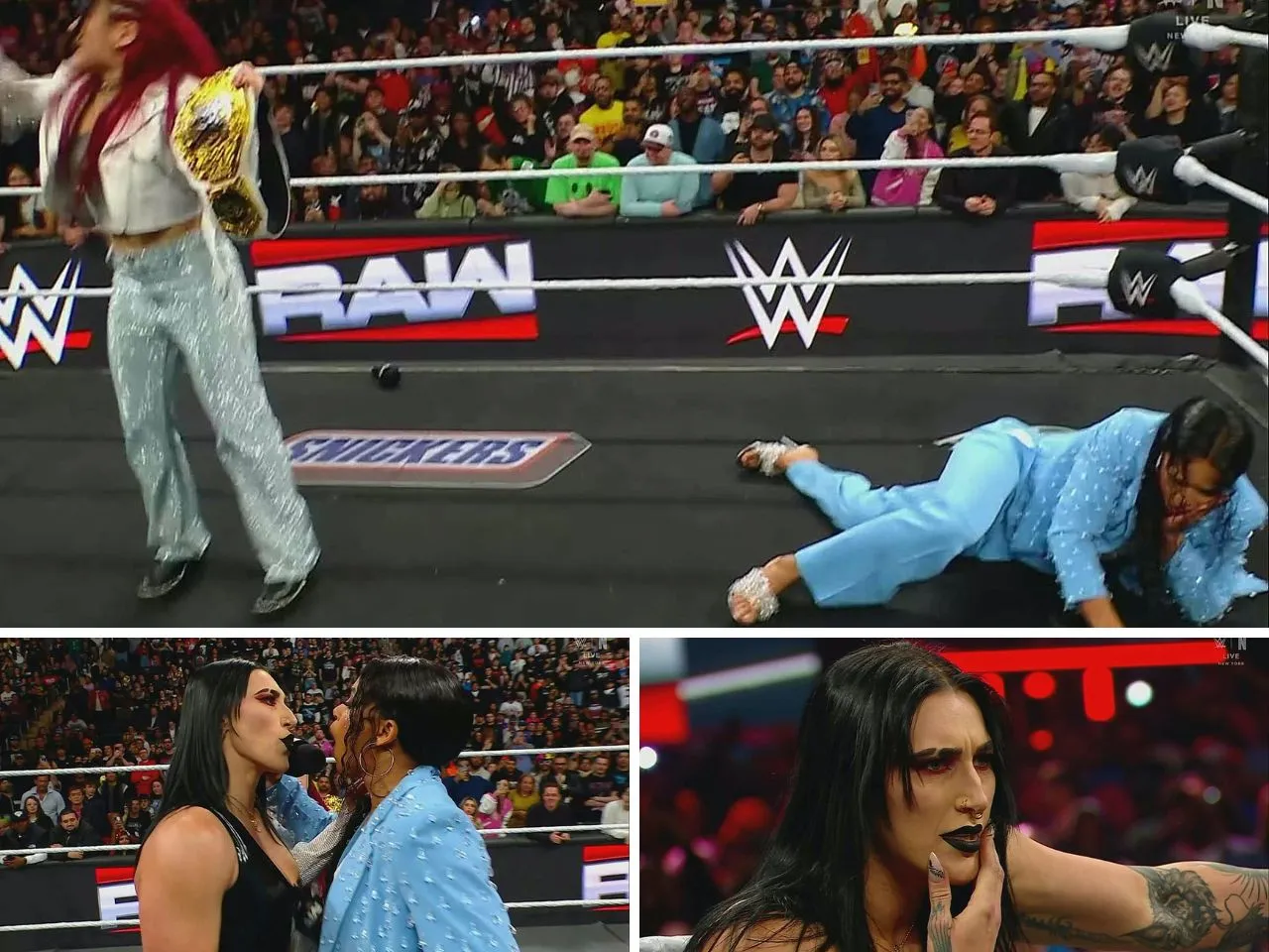 WATCH: Iyo Sky slaps Rhea Ripley and Bianca Belair on WWE Raw