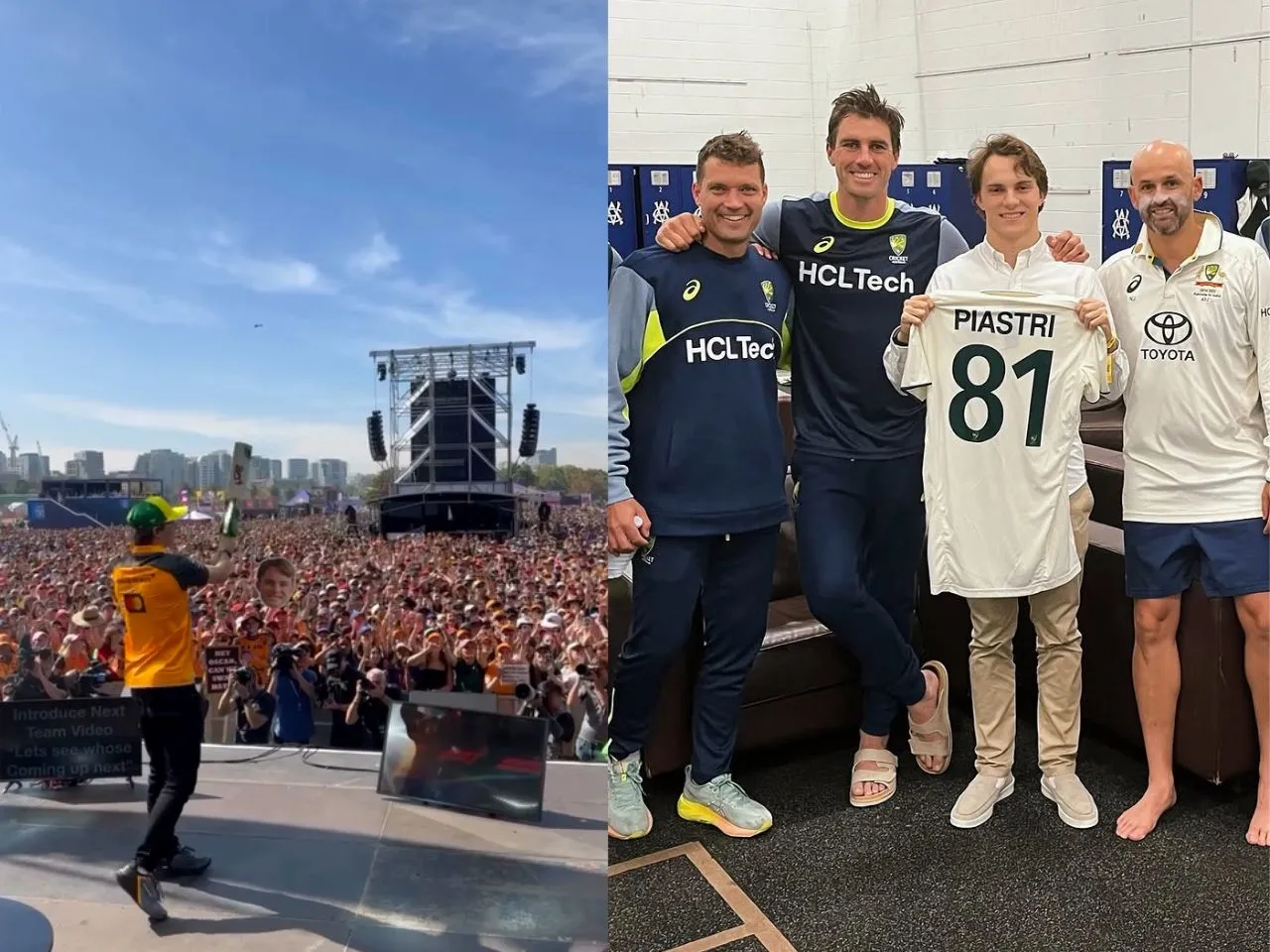 Oscar Piastri thanks Pat cummins for his batting skills at the F1 2025 Australian Grand Prix