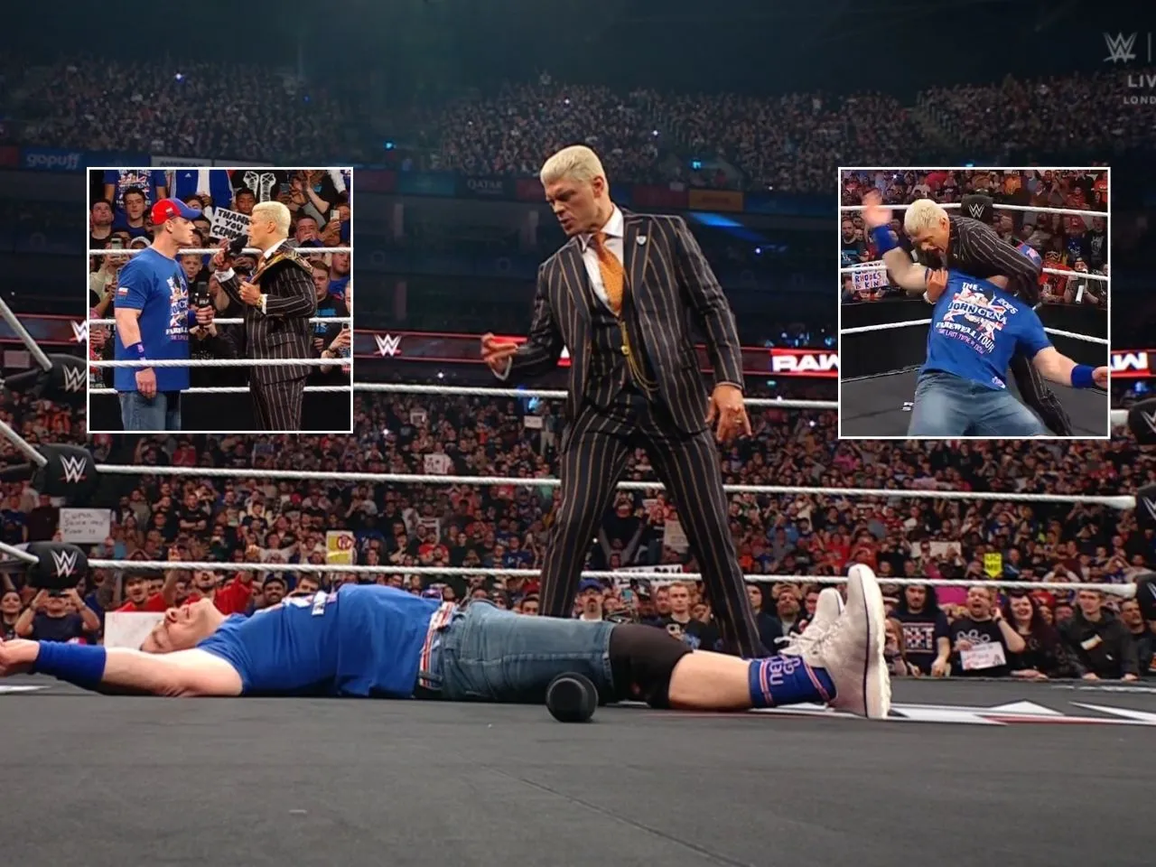 Cody Rhodes delivers Cross Rhodes to John Cena 