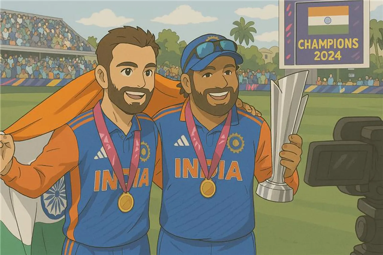 Virat Kohli and Rohit Sharma after India won T20 World Cup 2024