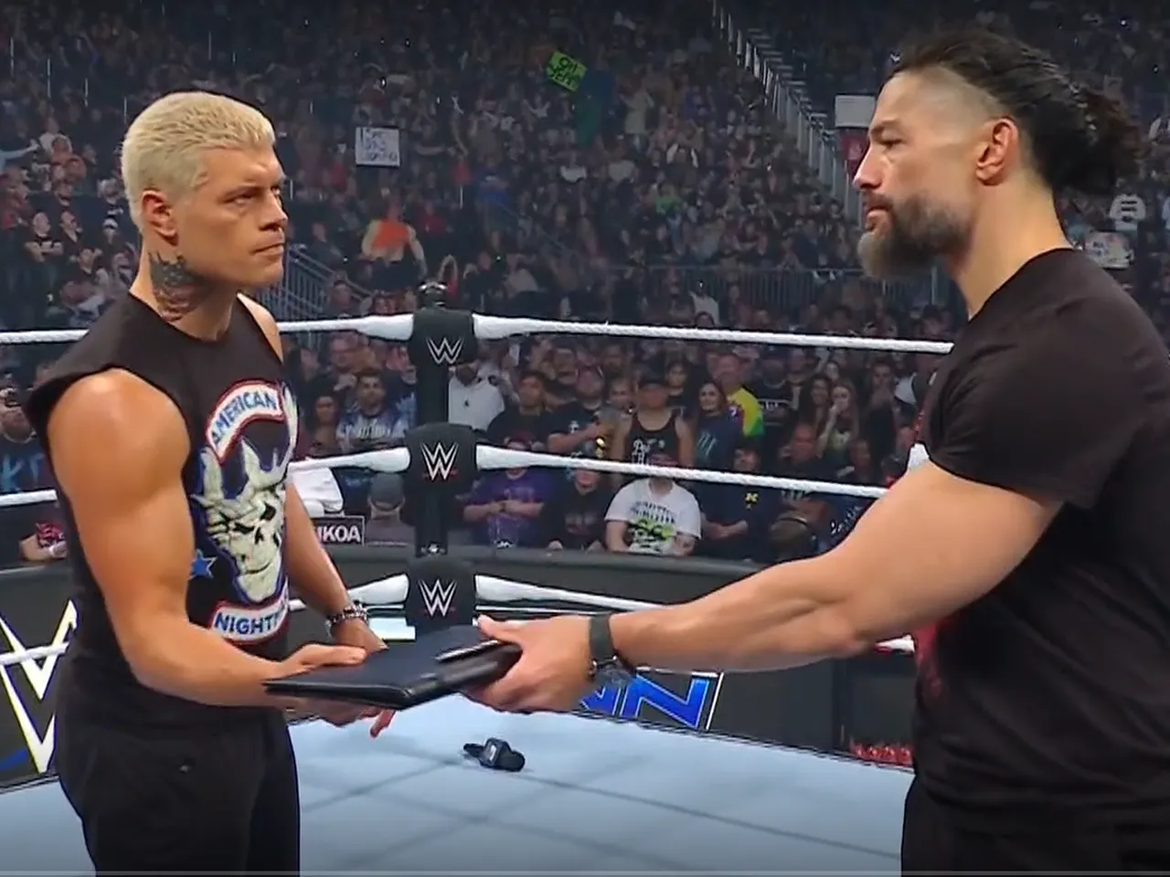 WATCH: Cody Rhodes and Roman Reigns sign contract on WWE Smackdown to face Solo Sikoa and Jacob Fatu at Bad Blood