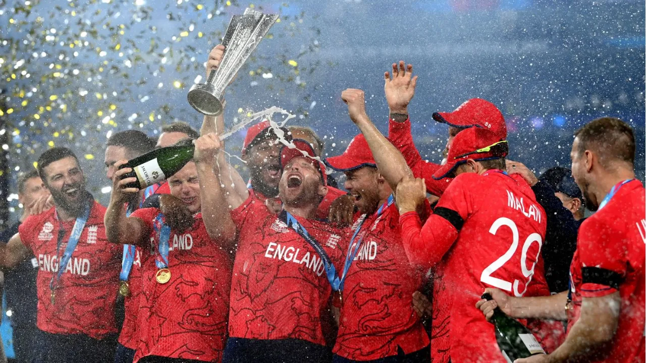 England celebrate after winning the 2022 World Cup final (Source: X)