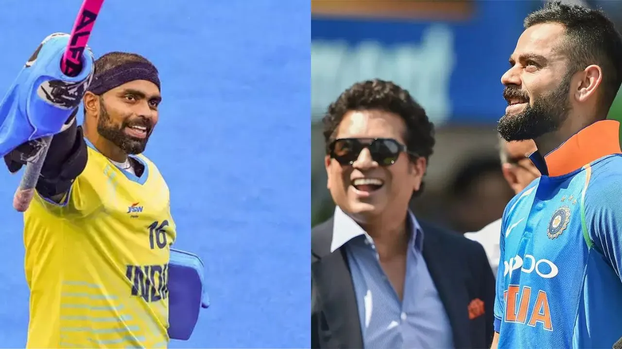 PR Sreejesh, Sachin Tendulkar and Virat Kohli (Source: X)