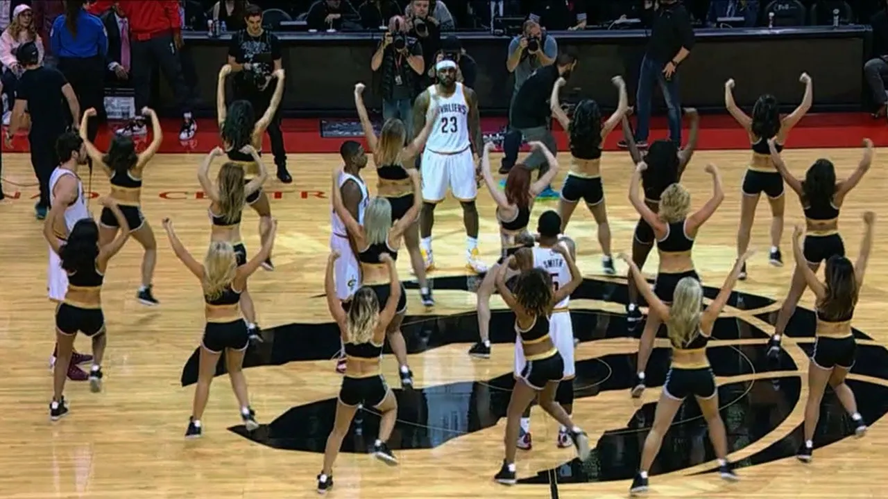 LeBron James with dancers 