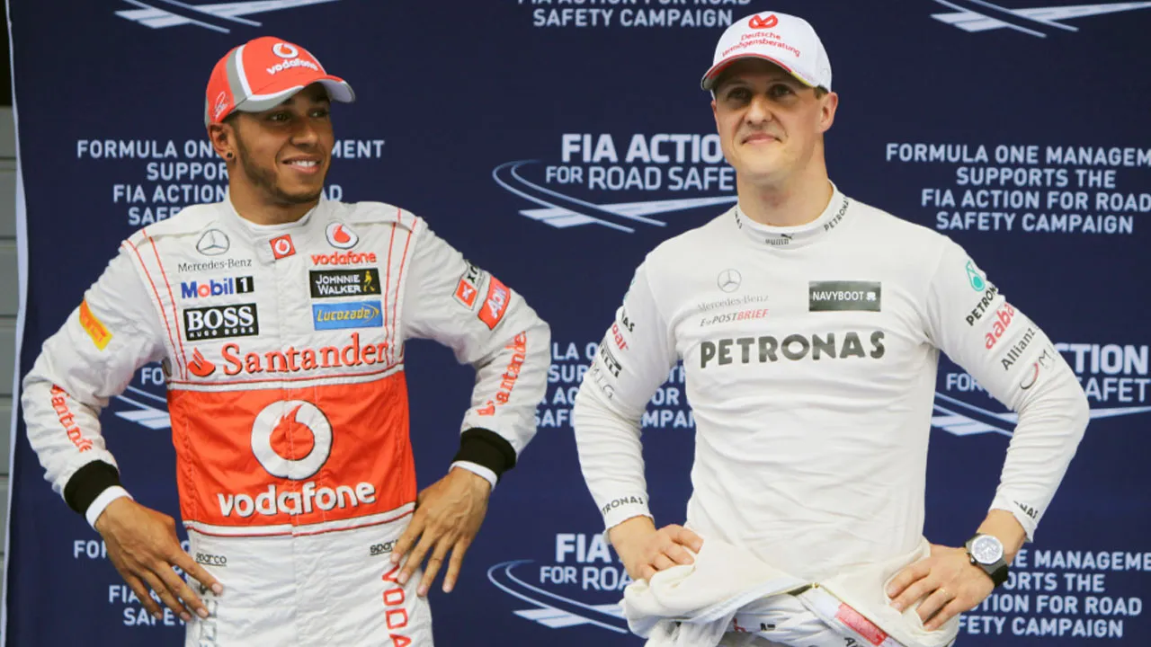 Lewis Hamilton with Michael Schumacher 