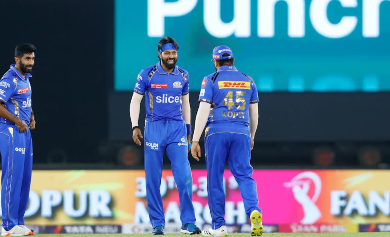 Hardik Pandya, Jasprit Bumrah, and Rohit Sharma