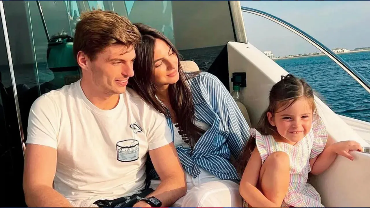 max Verstappen with his girlfriend Kelly Piquet and her daughter 