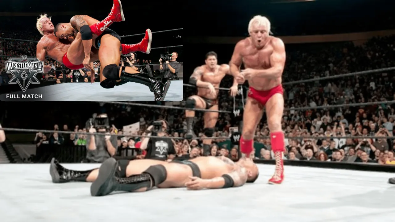 WATCH: Throwback to Ric Flair failing to deliver people's elbow to The Rock at WrestleMania XX