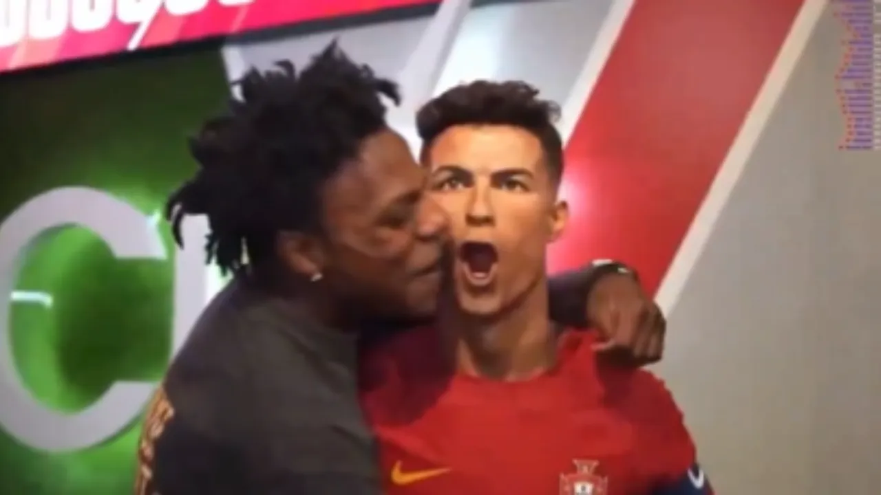IShow speed kissing wax figure of Cristiano Ronaldo (File Photo: Screengrab/X) 