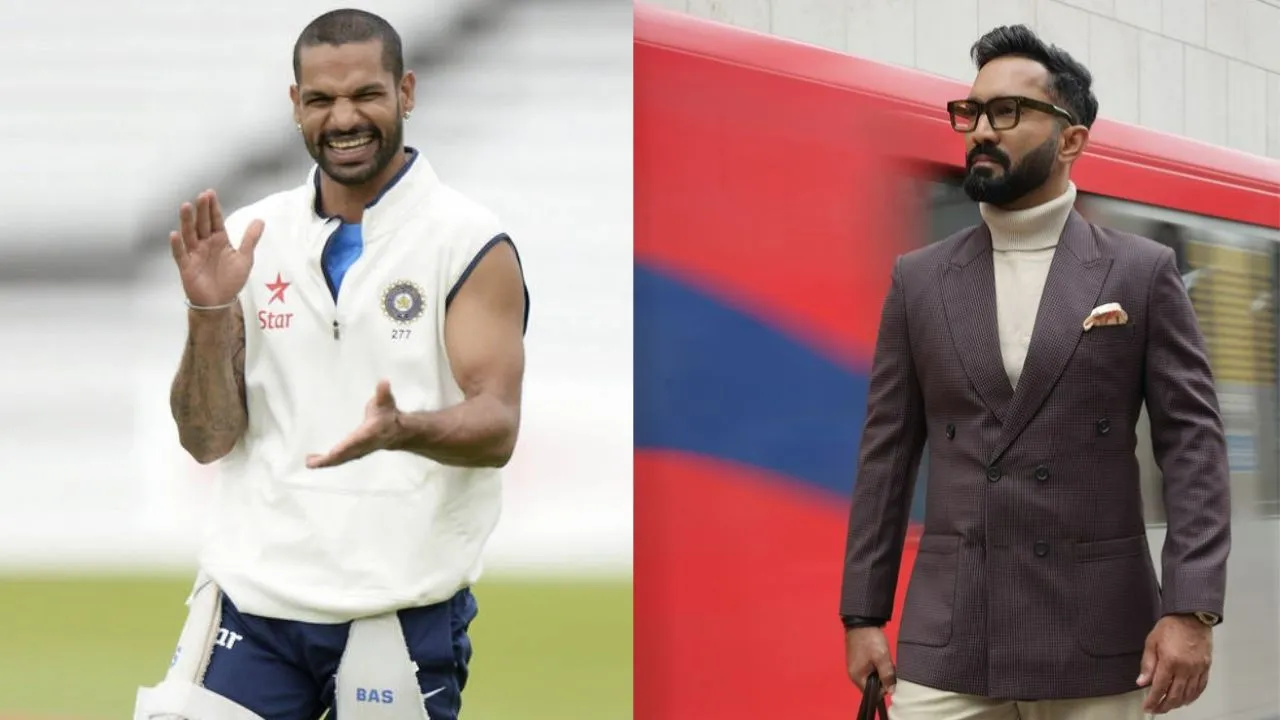 Shikhar Dhawan (L) & Dinesh Karthik (Source: X)