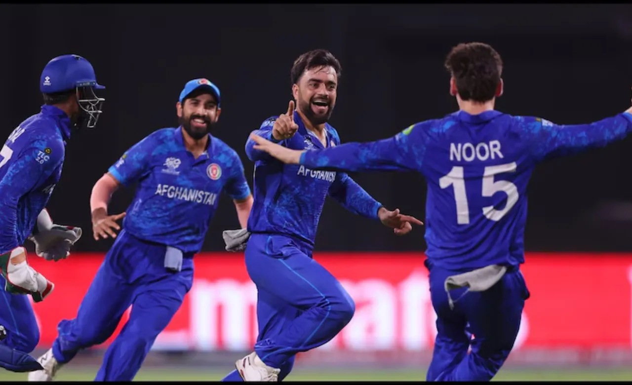 Afghanistan celebrating after winning the match