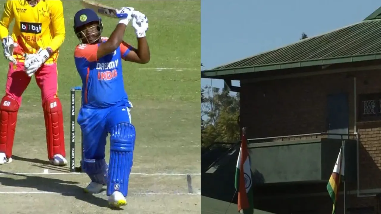 Sanju Samson hits massive six against Zimbabwe (Source: X)