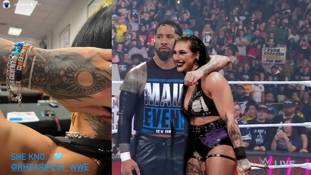 Jey Uso posts image of Rhea Ripley's bracelet featuring his name ahead of WWE Raw