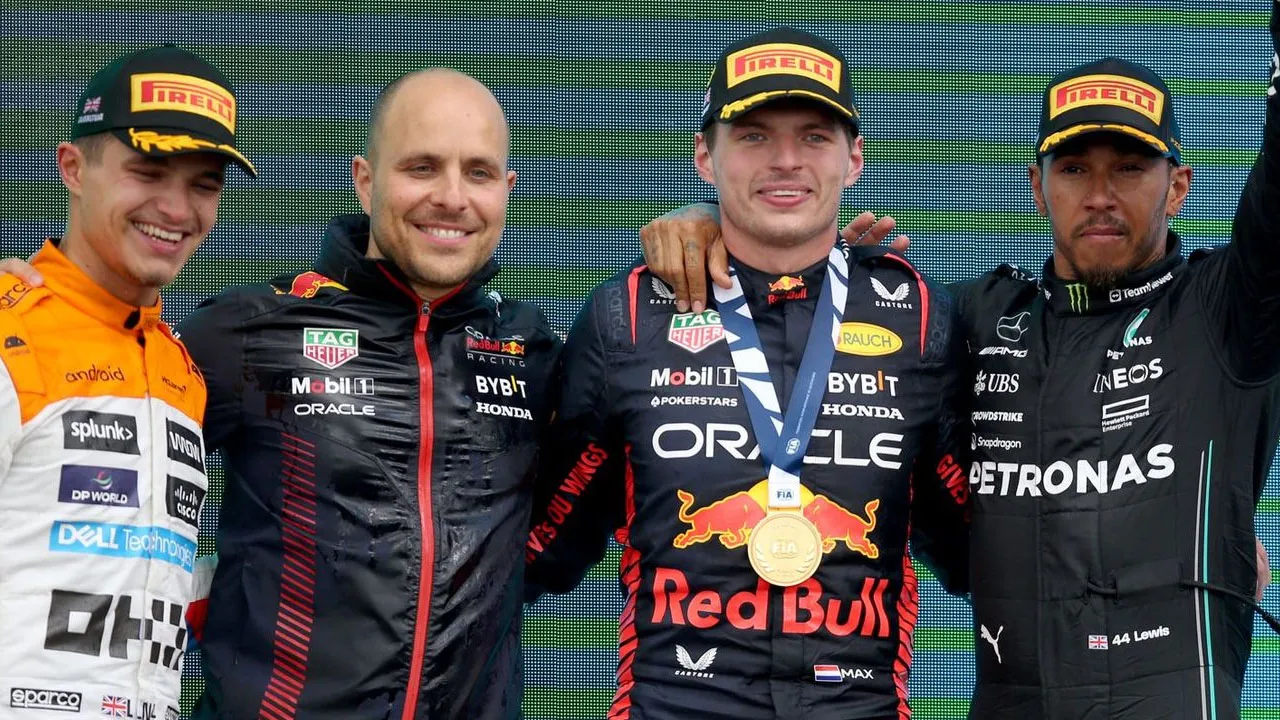 Lando Norris, GP, Max Verstappen and Lewis Hamilton