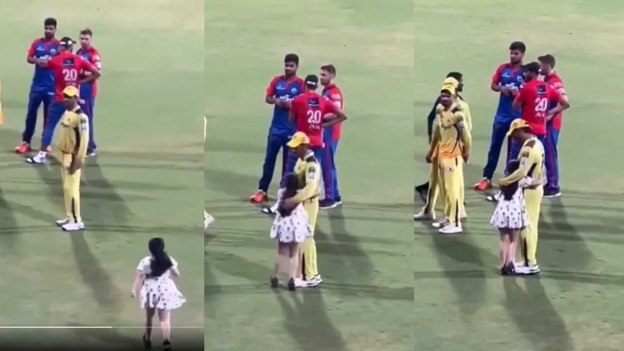 CSK के जीतने के बाद मैदान में पहुंची Ziva, पिता MS Dhoni को गले लगाकर दी बधाई, देखें वीडियो