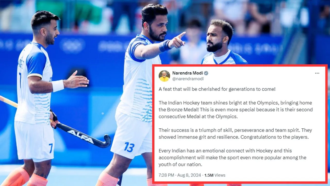 PM Modi India win Bronze back-to-back hockey medals at Paris Olympics 2024