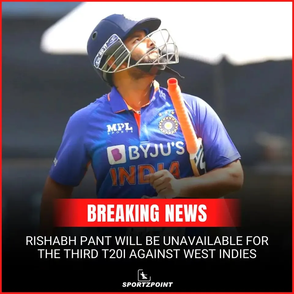 Rishabh Pant will be unavailable for the third T20I against West Indies | SportzPoint.com