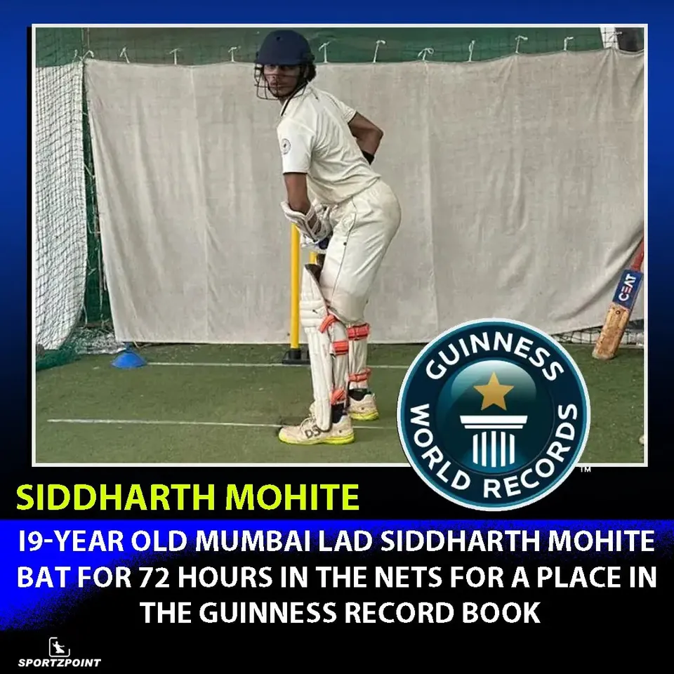 I9-year old Mumbai lad bat for 72 hours in the nets for a place in the Guinness Record book | SportzPoint.com