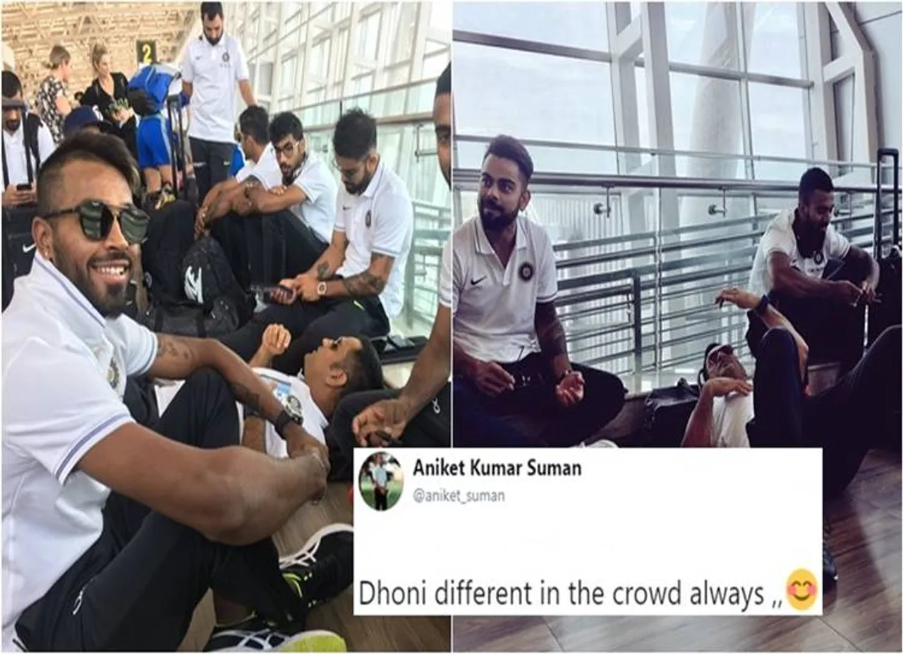 M.S.Dhoni, Virat Kohli,Hardik Pandya, chennai airport