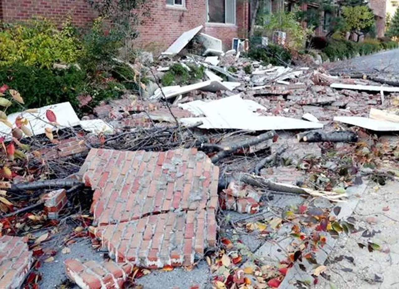 Debris are seen caused by earthquake in Pohang